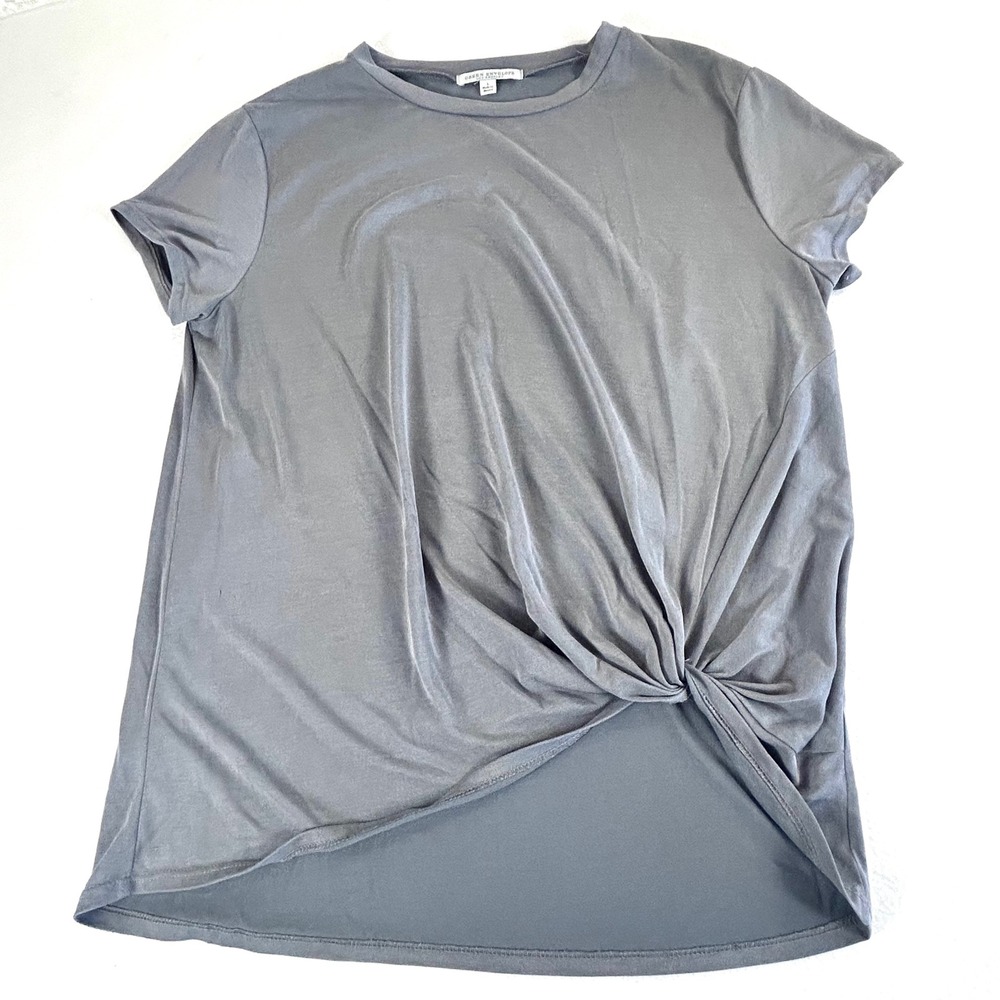 GREEN ENVELOPE LOS ANGELES Gray Twist Front Short Sleeve Tunic Top Size L